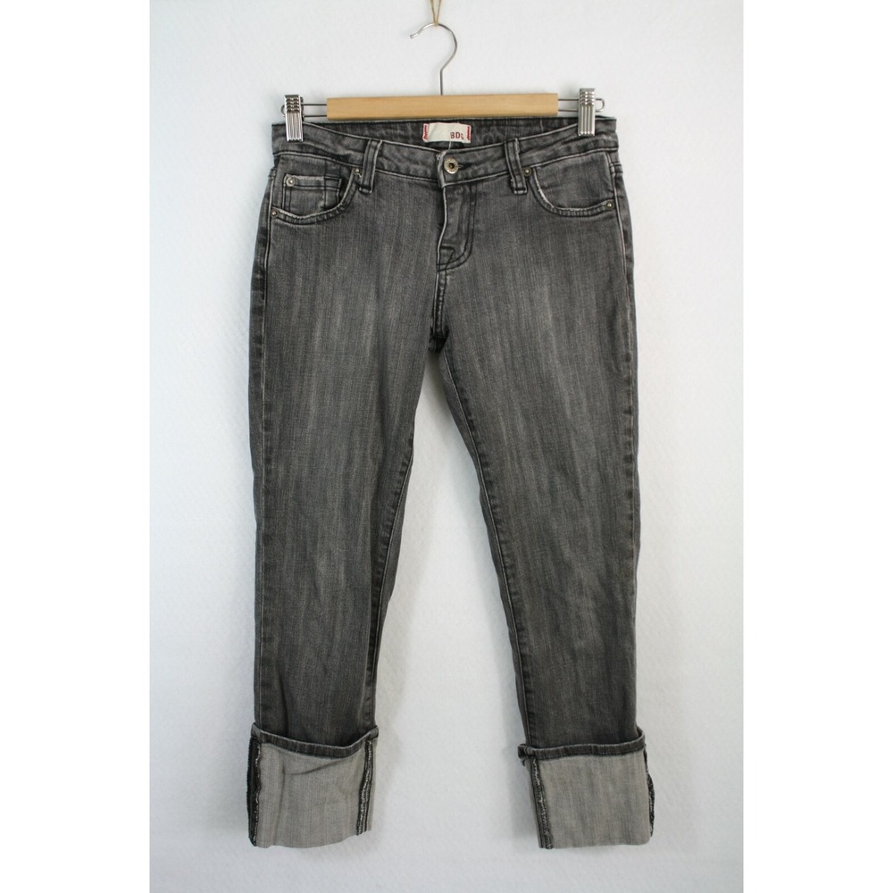 BDG Urban Outfitters Jeans 27 Black Denim Cuffed Distressed Crop Capri